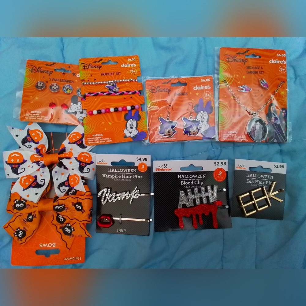 Claires Disney & Celebrate Halloween jewelry & hair accessories